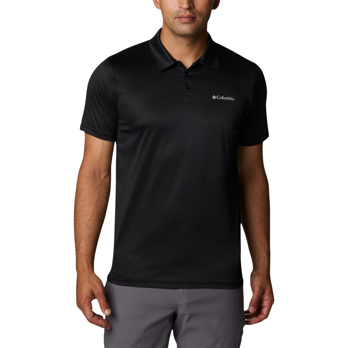 Polo Tecnica Omni-Wick™; maglia jacquard, anti-odore, traspirante. Comfort tecnico per le tue avventure outdoor e la vita in città. Colore nero. Vista frontale