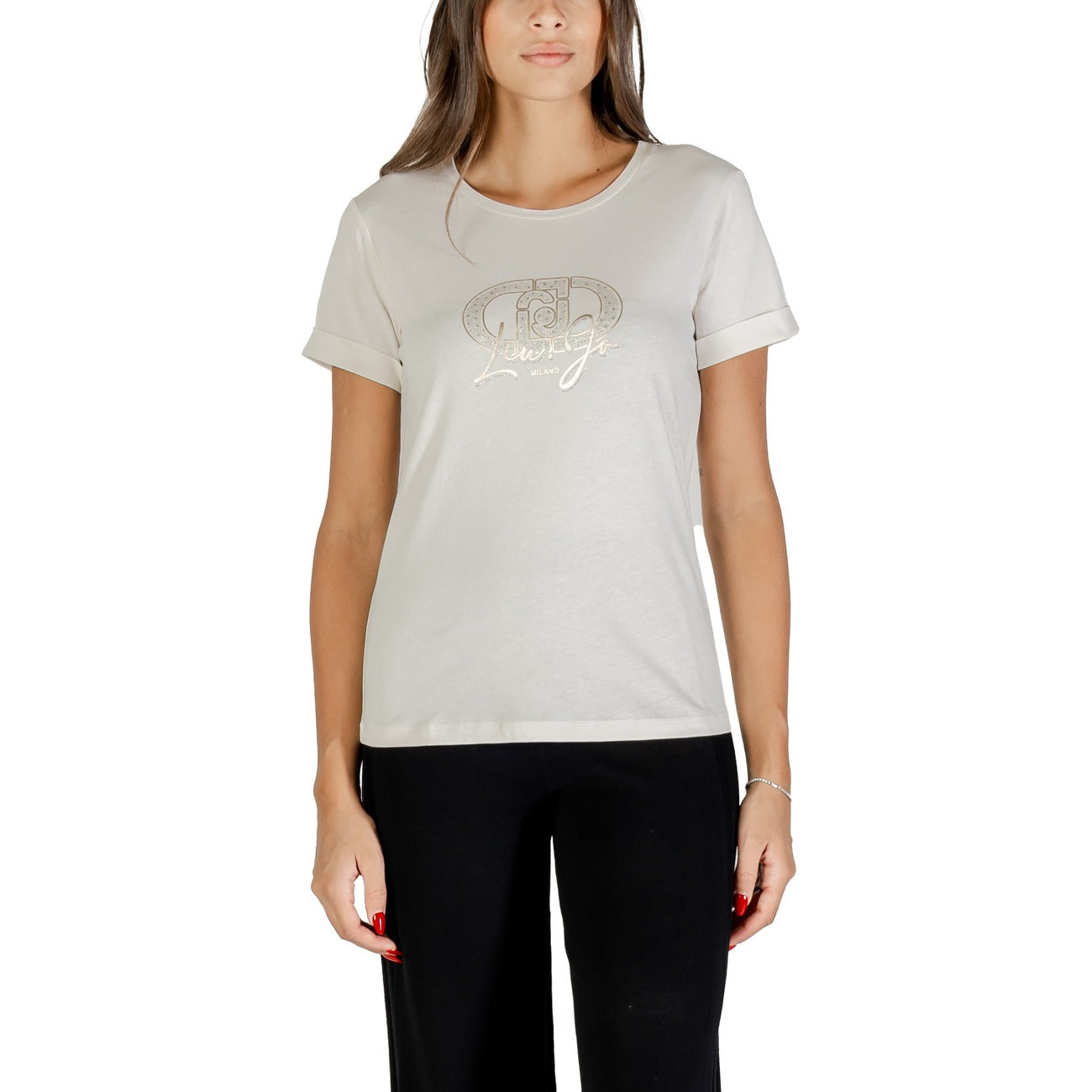 Liu Jo T-Shirt Donna Nera Stampa Manica Corta Scollo Tondo 100% Cotone Primavera/Estate TF5163 JS923