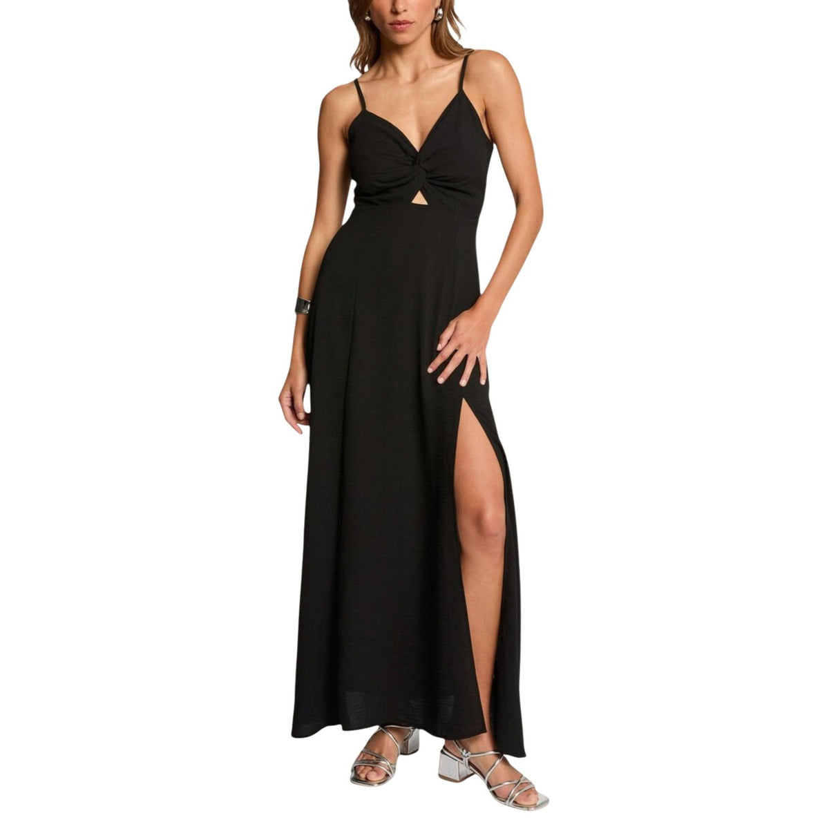 Abito lungo donna Morgan De Toi nero in poliestere 100% con spalline e scollo a V