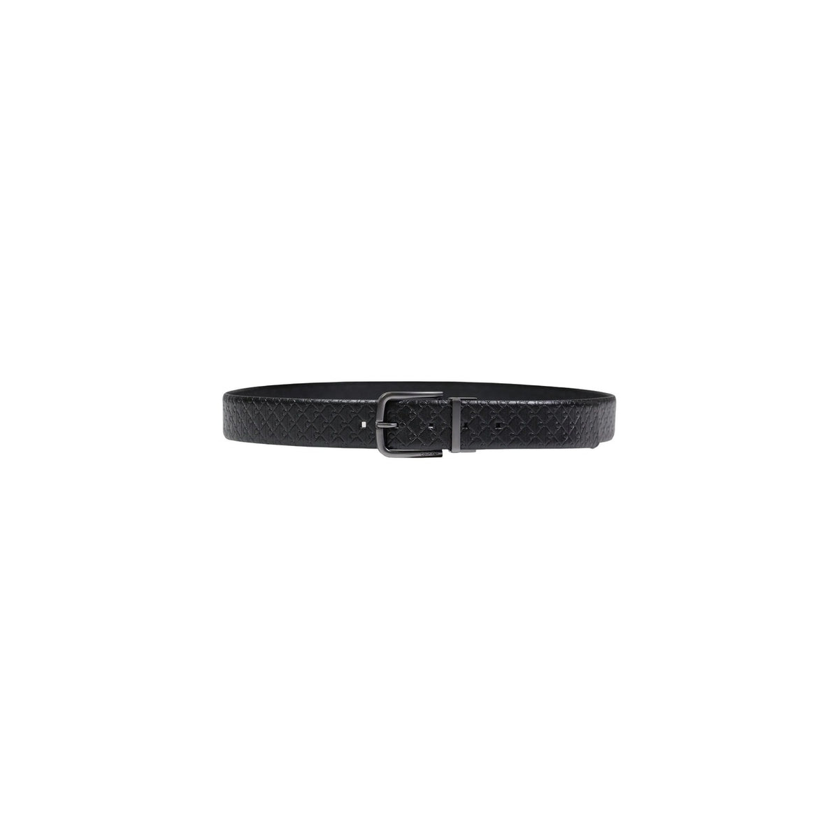 Calvin Klein Cintura ROUND BUCKLE SMOOTH W/ AOP 35MM Uomo Nero Fibbia 100% Pelle Vista frontale