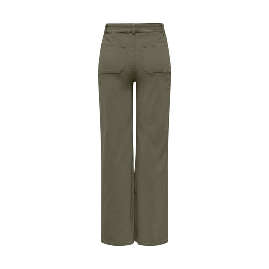 Pantaloni JDY Jdyiris; misto cotone e viscosa elasticizzato, High Waist. Taglio bootcut/a zampa, chiusura classica, passanti per cintura. Pantalone a zampa verde, confortevole e modellante. Vista posteriore