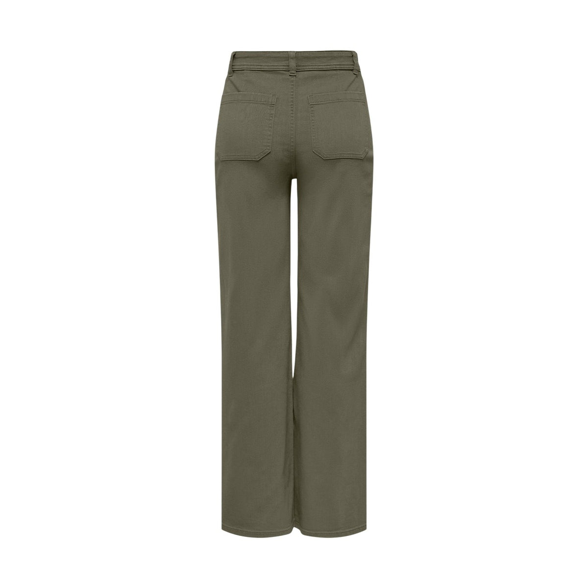 Pantaloni JDY Jdyiris; misto cotone e viscosa elasticizzato, High Waist. Taglio bootcut/a zampa, chiusura classica, passanti per cintura. Pantalone a zampa verde, confortevole e modellante. Vista posteriore