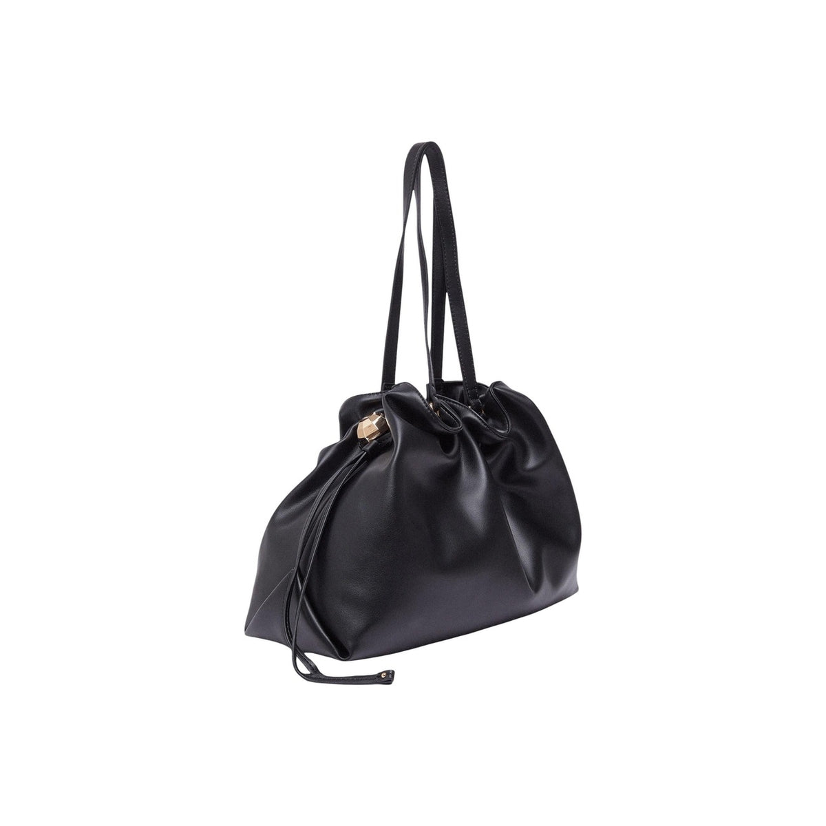 Borsa Liu Jo donna nera a mano e tracolla con coulisse 100% poliuretano - vista posteriore laterale retro angolata