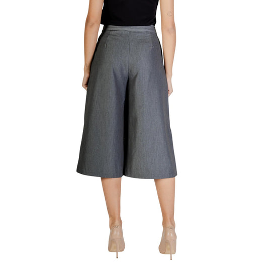 Ichi Pantaloni Donna Grigi con Cerniera - Pantaloni Poliestere Viscosa Elastan Tasche Anteriori
