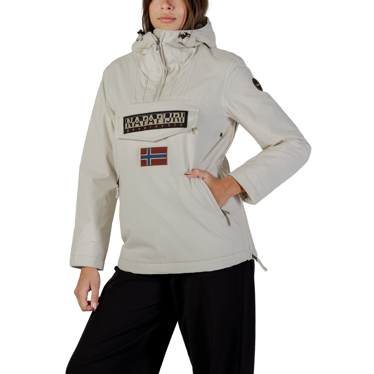 Giacca anorak donna Napapijri Rainforest Winter – Giubbotto beige con cappuccio e tasche RAINFOREST W PKT 4.
