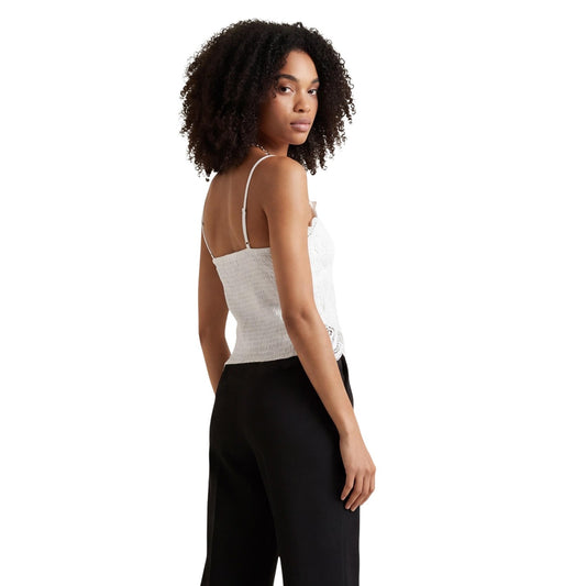 Morgan De Toi OBEAU Top; stile brassière con pizzo, 100% poliestere. Il top sottogiacca iconico per un look romantico e moderno. Colore bianco. Vista posteriore