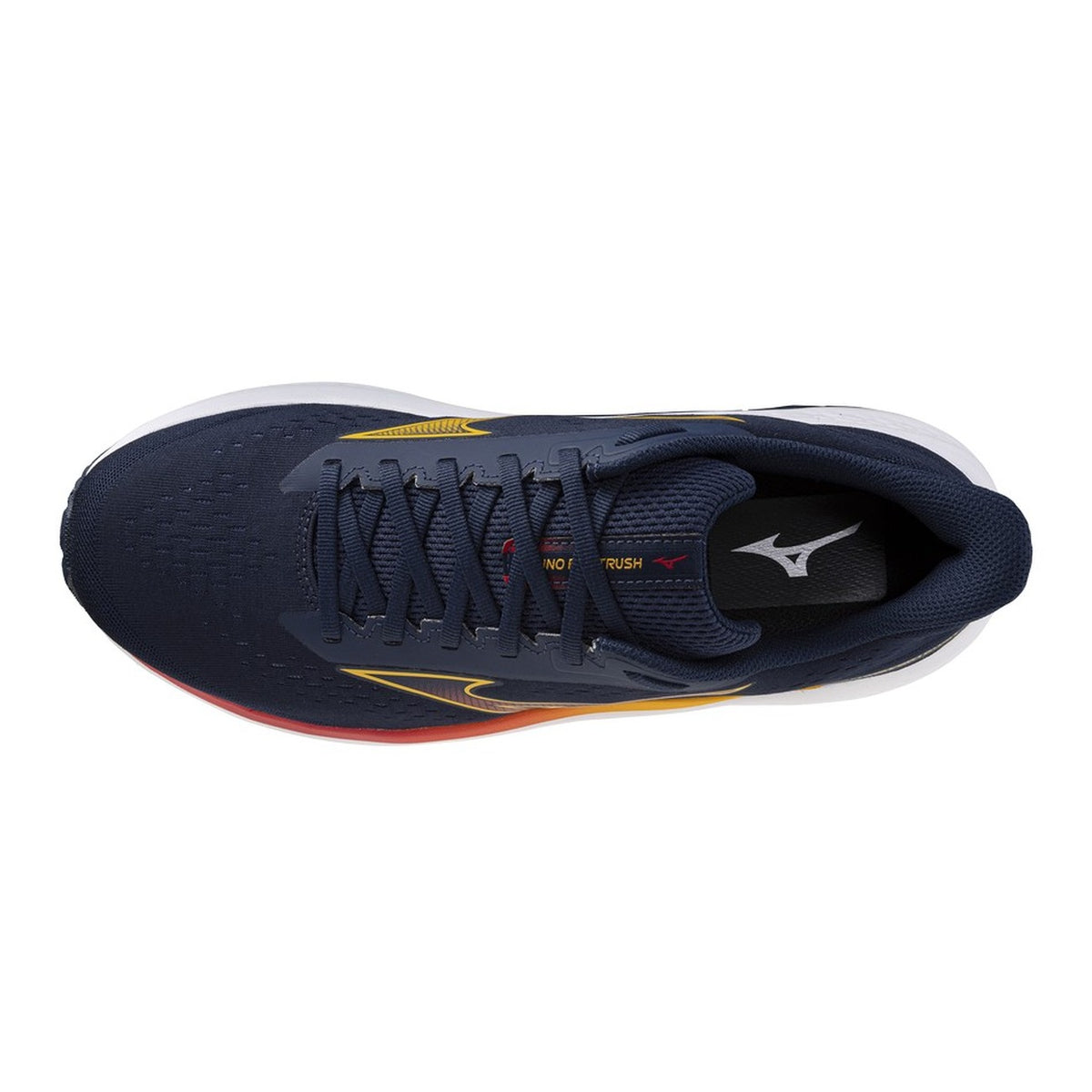 Scarpe da corsa per pronatori Mizuno Fortrush Dress Blues Gold. Sneakers da runner per allenamenti e maratone con supporto dell'arco plantare, suola stabilizzante in gomma, contrafforte sagomato e punta ampia.