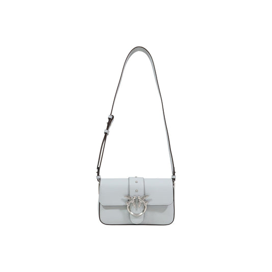 Pinko Mini Love Bag Slouchy Argento; 100% Pelle. Forma a sacca morbida, fibbia Love Birds Antique Gold, doppia tracolla (pelle e catena). Tasca interna in pelle, chiusura magnetica. Design di tendenza SS26. Con tracolla