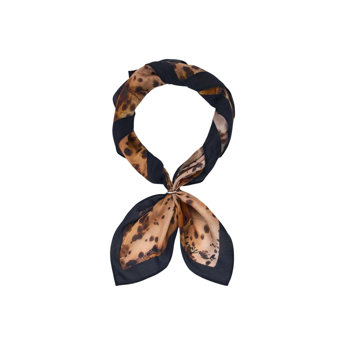 Dettaglio sciarpa Desigual FOULARD HONEY donna beige con stampa colorata in modal 87% e seta 13%