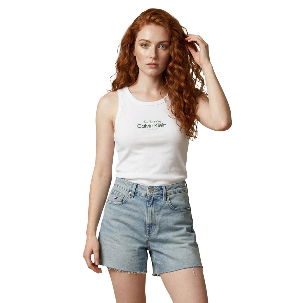Calvin Klein Jeans Canotta In Cotone A Costine Slim Donna LV047F816G
