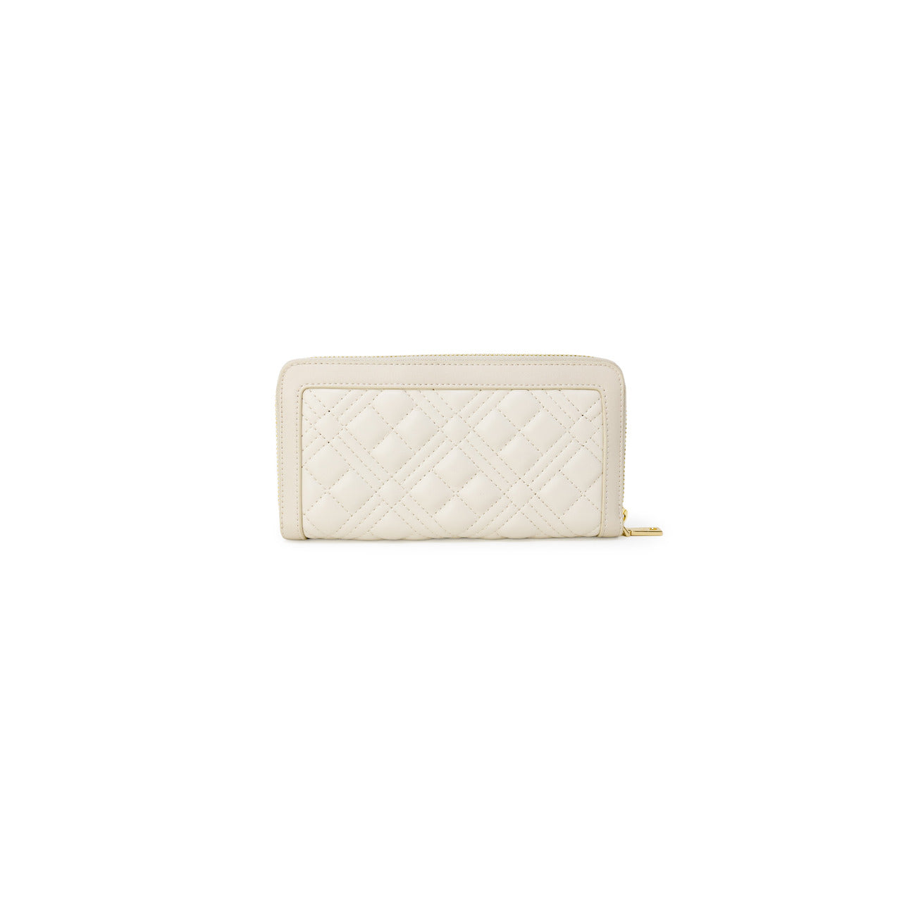 Portafoglio Love Moschino QUILTED donna panna con cerniera tasche interne 11x19x1.5 cm 100% poliuretano - vista posteriore retro