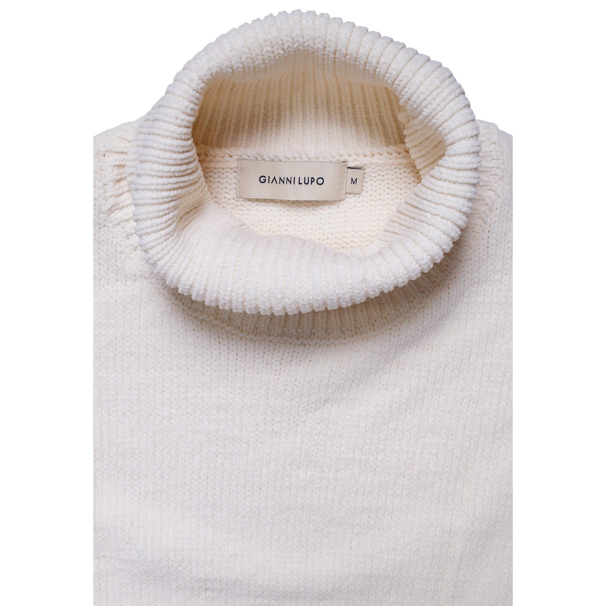 Dolcevita uomo Gianni Lupo bianco – Maglione collo alto a maglia fine GL536S-F26.