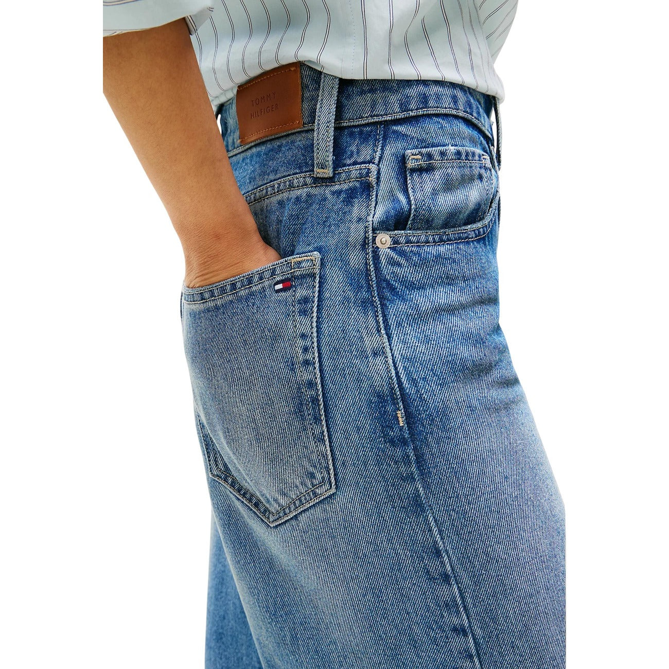 Tommy Hilfiger Jeans Donna Blu Zip Bottone Tasche Anteriori Posteriori Lyocell 100% Autunno Inverno WW0WW46484
