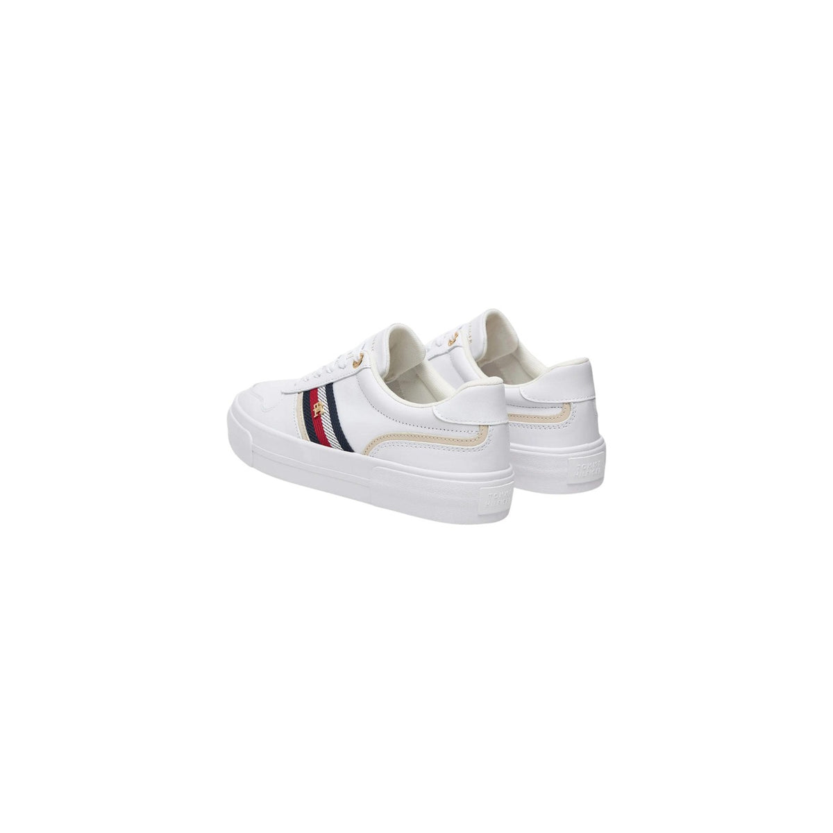 Scarpe Tommy Hilfiger donna bianche FW0FW09603. Sneakers sportive basse in 100% pelle con suola platform in gomma vulcanizzata, soletta rimovibile e logo monogramma TH sul lato