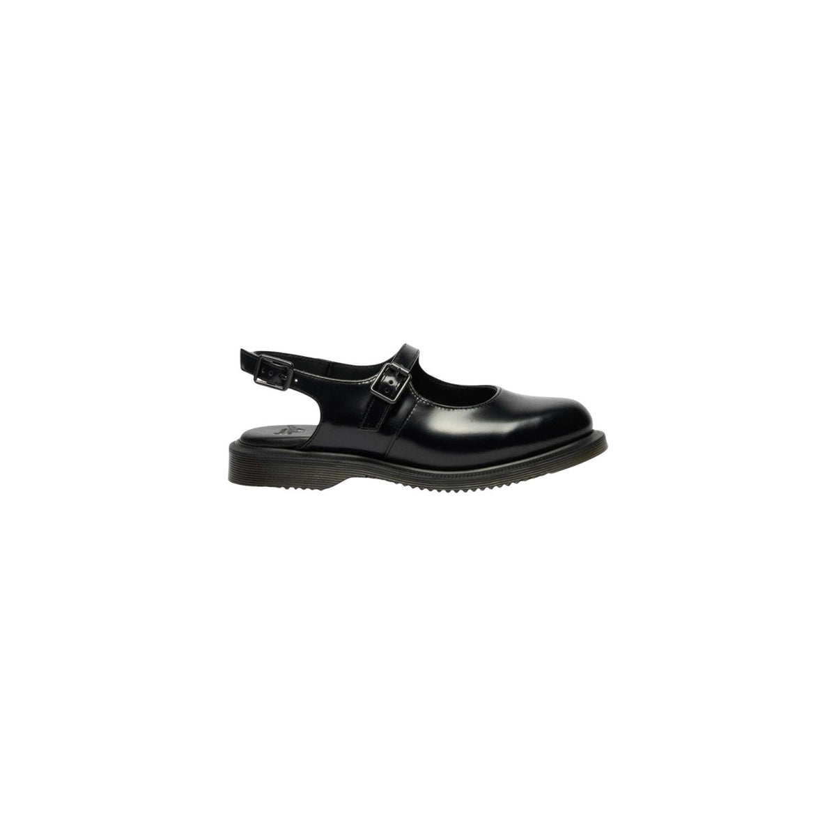 Sandali Dr. Martens Madaline; 100% pelle lucida Polished Smooth, doppi cinturini regolabili. Suola scanalata Dr. Martens, calzata personalizzata, design elegante e robusto. Stile iconico per la stagione calda. Vista laterale
