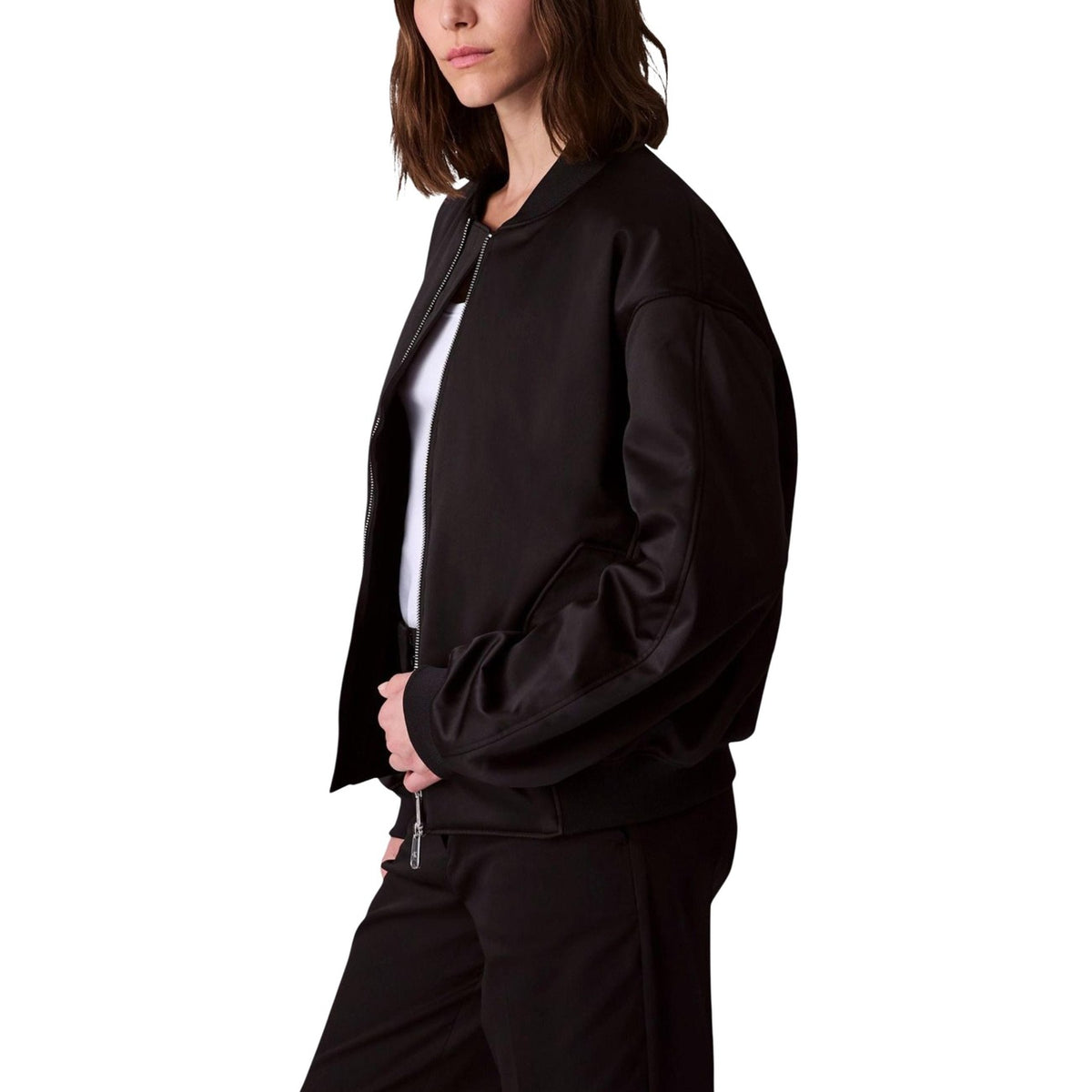 Calvin Klein Jeans Giacca Donna Nero Cerniera Manica Lunga Scollo Tondo Tasche Anteriori Poliestere 100% Autunno Inverno LV044C530G