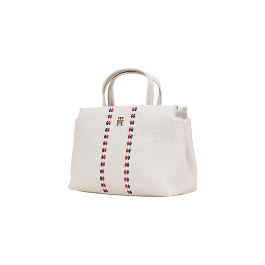 Tommy Hilfiger Borsa TH TIMELESS MINI SATCHEL Donna Bianco Tasca Interna 100% Poliuretano Vista frontale laterale