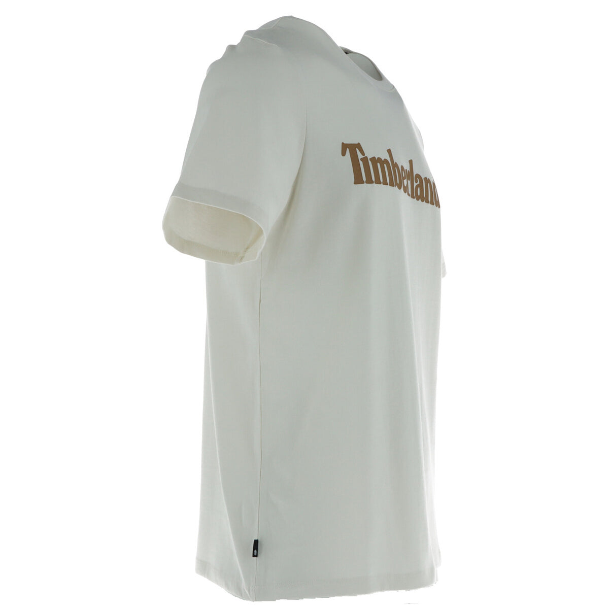 Dettaglio t-shirt Timberland SHORT SLEEVE uomo bianca con stampa frontale e vestibilità regular