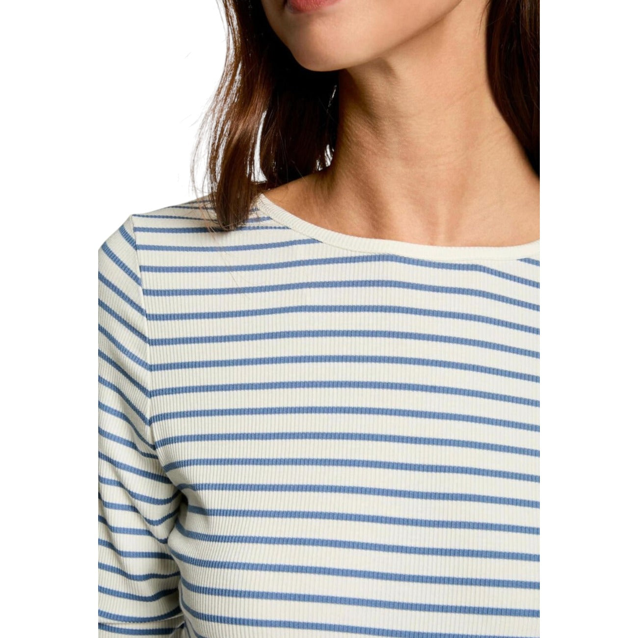Morgan De Toi Maglia Donna Bianca a Righe in 95% Viscosa 5% Elastan a Manica Lunga con Scollo Tondo 251-TMAKIA