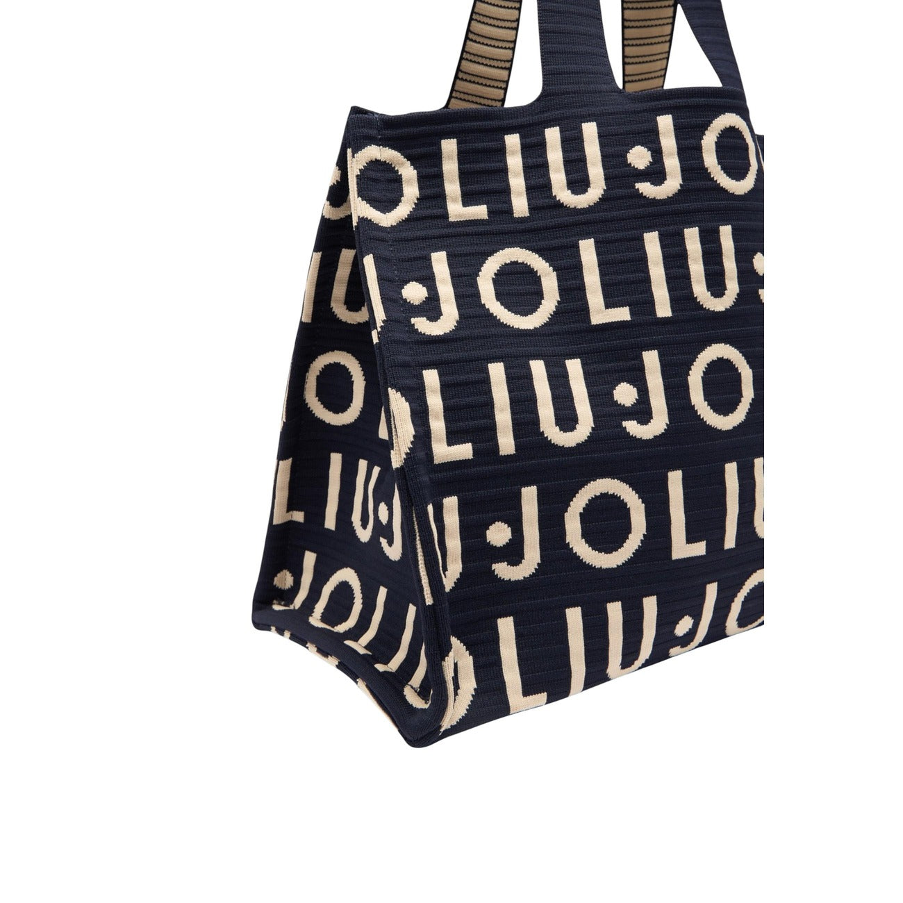 Borsa Tote Liu Jo Knitted; 100% Poliestere Nero. Logo jacquard a maglia, pochette interna con zip, tracolla removibile. Borsa donna capiente, morbida e di tendenza. Dettaglio logo stampa