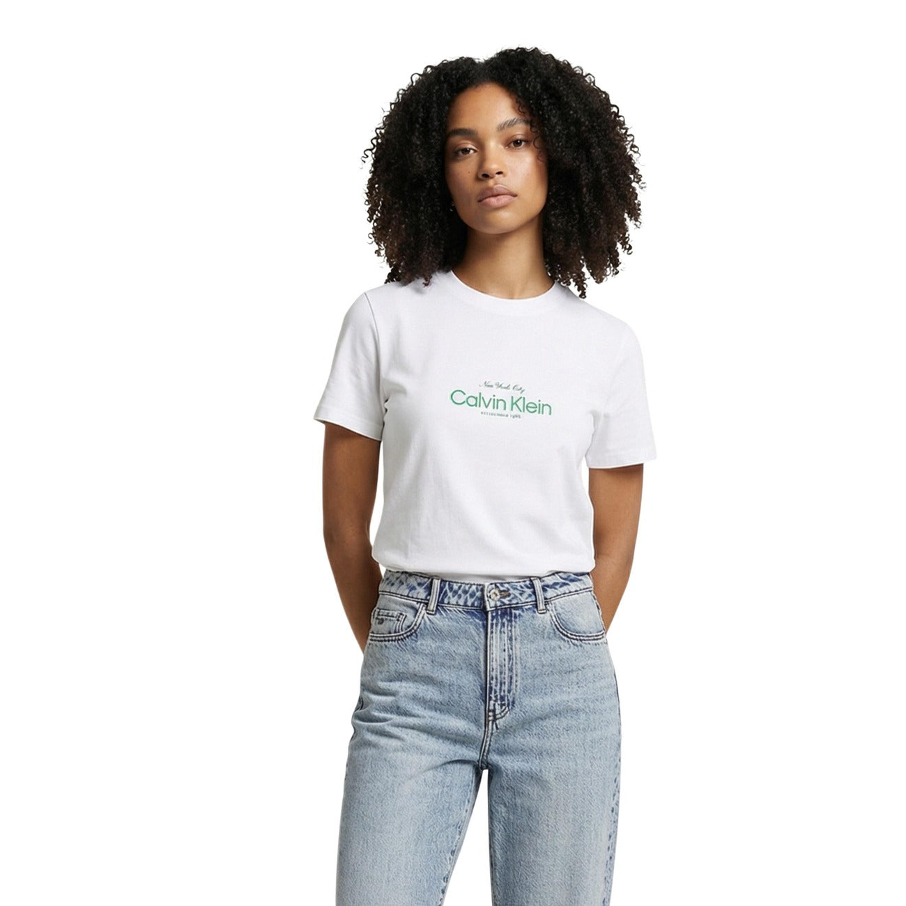 Calvin Klein Jeans T-Shirt Con Logo NYC Classico Maniche Corte Donna LV047F810G