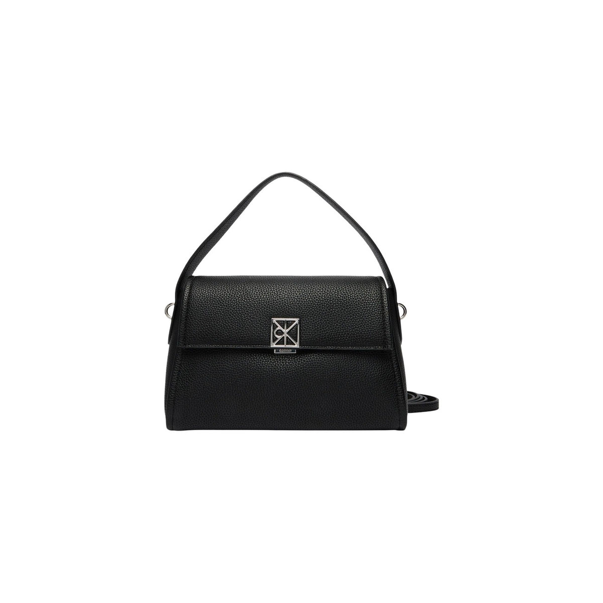 Borsa a spalla Calvin Klein in ecopelle martellata; chiusura magnetica, tasca interna, tracolla regolabile. Design compatto ed elegante. Colore nero