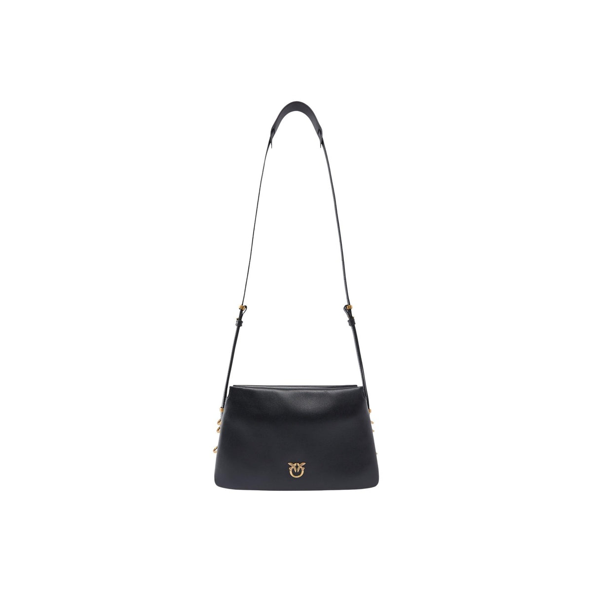 borsa a tracolla Pinko Triplet Mini in pelle di vitello morbido nera.
Vista frontale