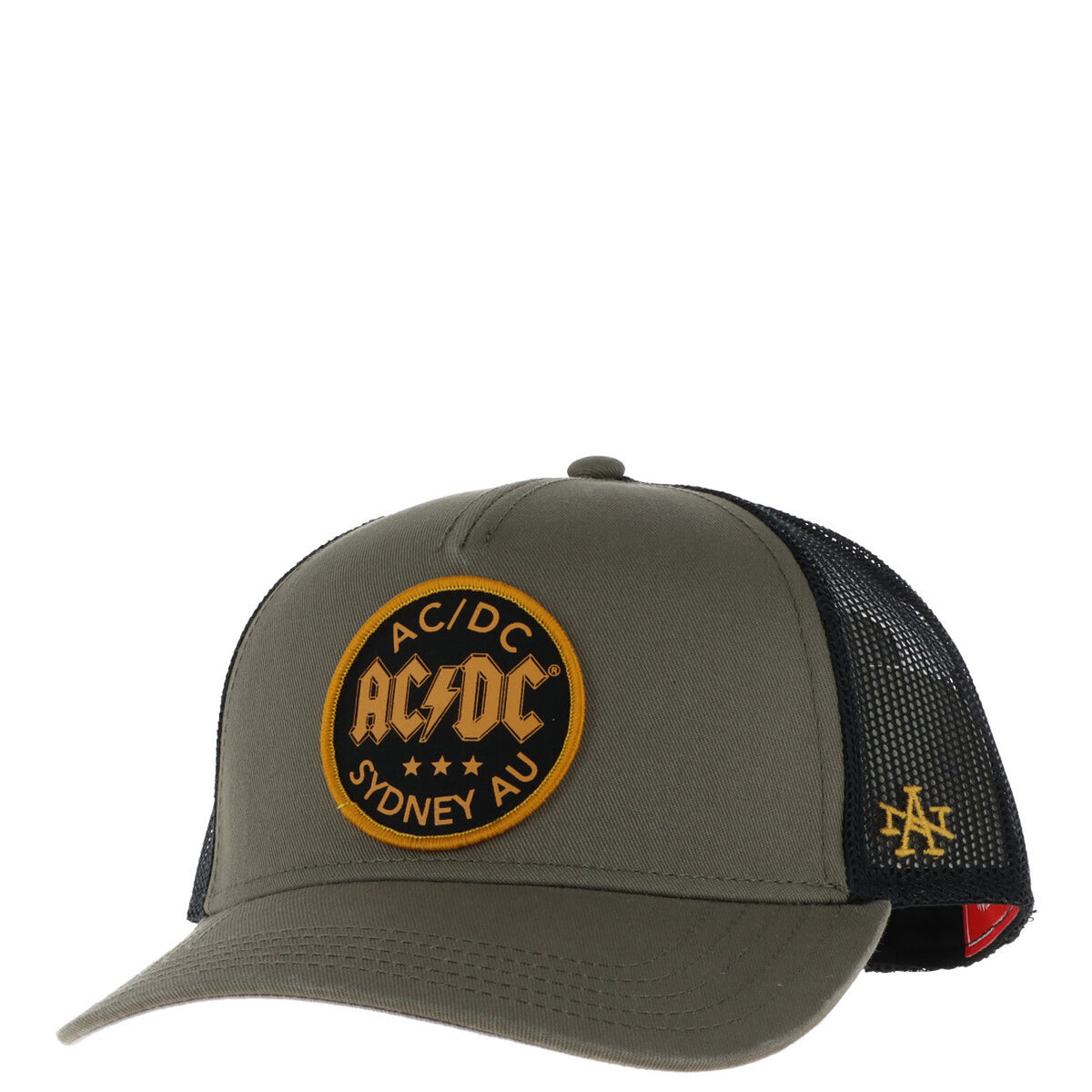 Cappellino American Needle Sydney au SMU679A; nero, fantasia stampata, misto cotone e poliestere. Design urban, chiusura regolabile.