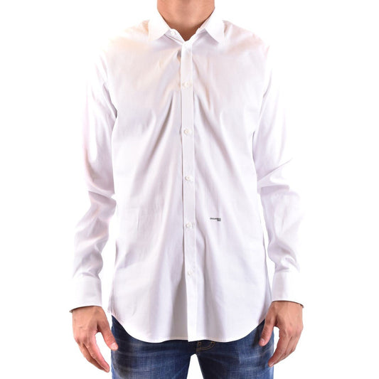 Dsquared2 Camicia Uomo Bianco Monocromo Manica Lunga Bottoni Colletto Classico Cotone 100% Primavera Estate V_30750