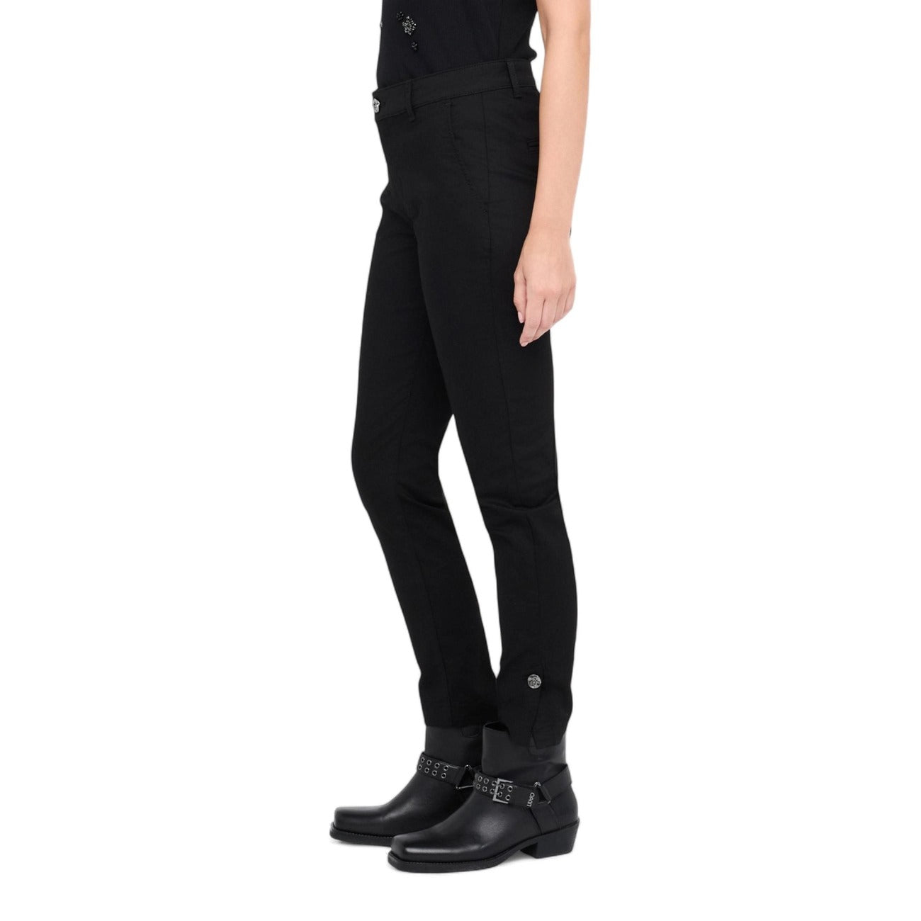 Liu Jo Pantaloni Donna Nero Zip e Bottone 66% Cotone 30% Poliestere 4% Elastan Autunno/Inverno MF5401 T7144