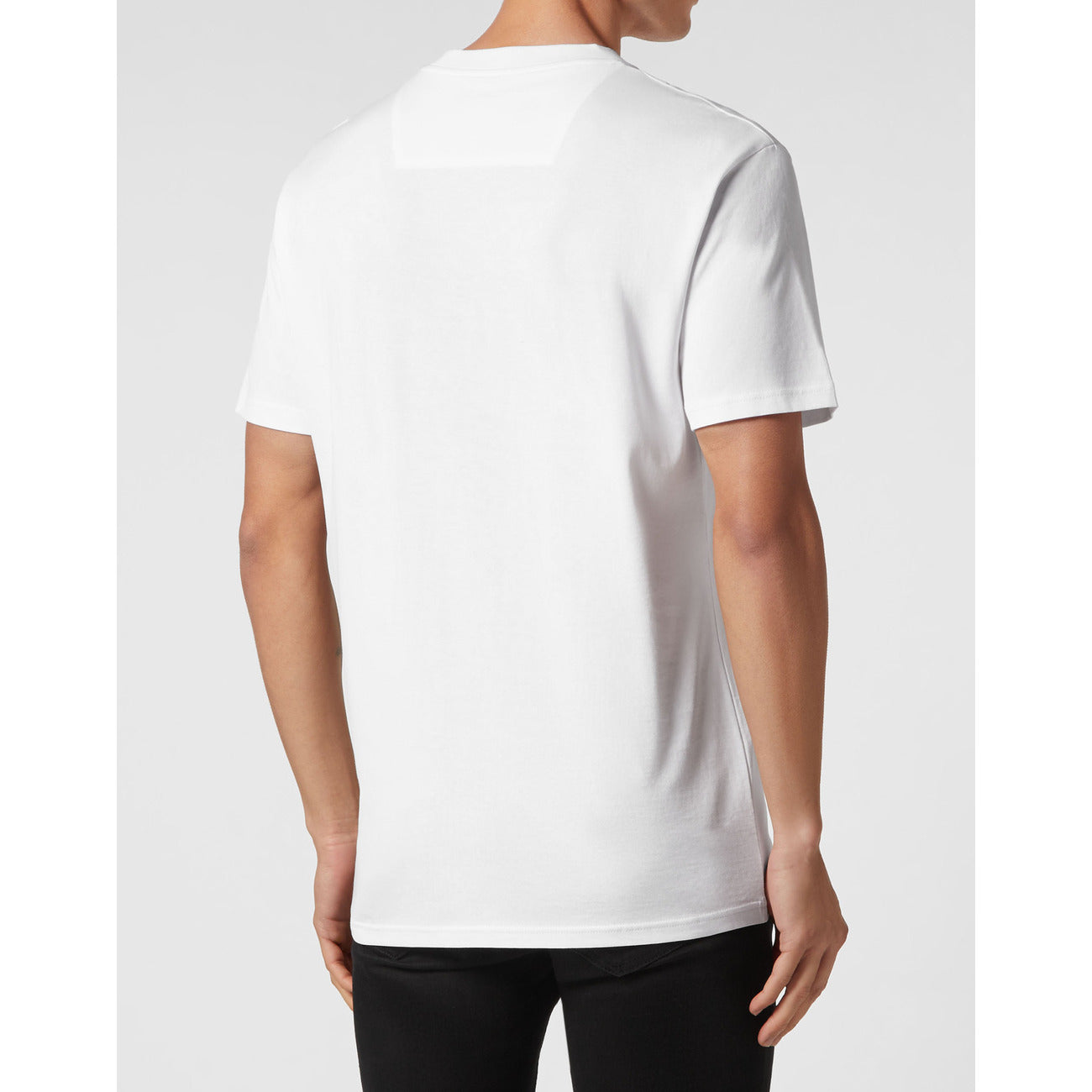 Philipp Plein T-Shirt Uomo Bianca Stampa Manica Corta Scollo Tondo 100% Cotone Primavera/Estate EBO_2050