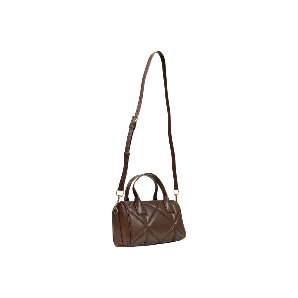 Borsa Love Moschino donna marrone a mano modello JC4034PP1. Bauletto medio nero trapuntato in ecopelle con doppi manici corti, logo metallico dorato con cuore e zip, stile elegante, chic e da giorno o sera.