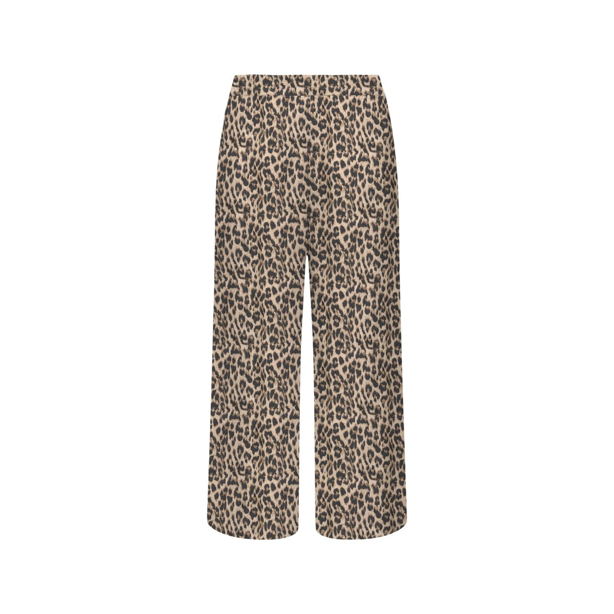 Pantaloni Palazzo Cropped Only; Fantasia Foglie. 100% Viscosa. Vita alta con cintura annodata, gamba larga, tasche laterali. Leggeri, fluidi e di tendenza per la primavera-estate. Vista posteriore stesa