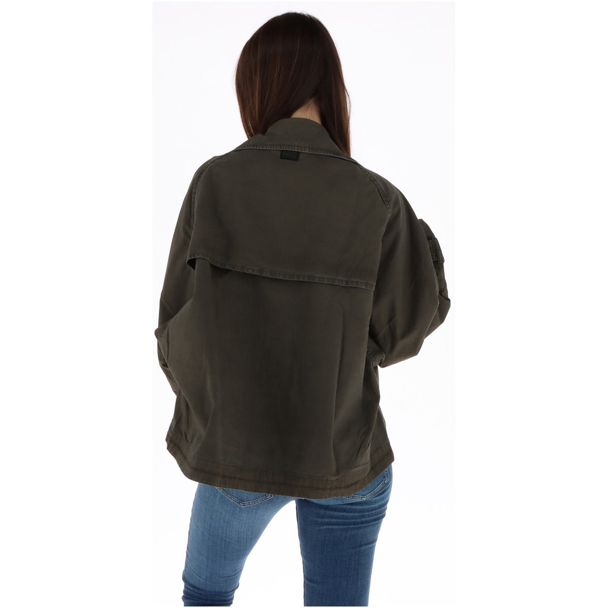 Giacca corta donna G-Star – Oversized 4 Pocket Cape verde oliva canvas cotone D30001-D388.