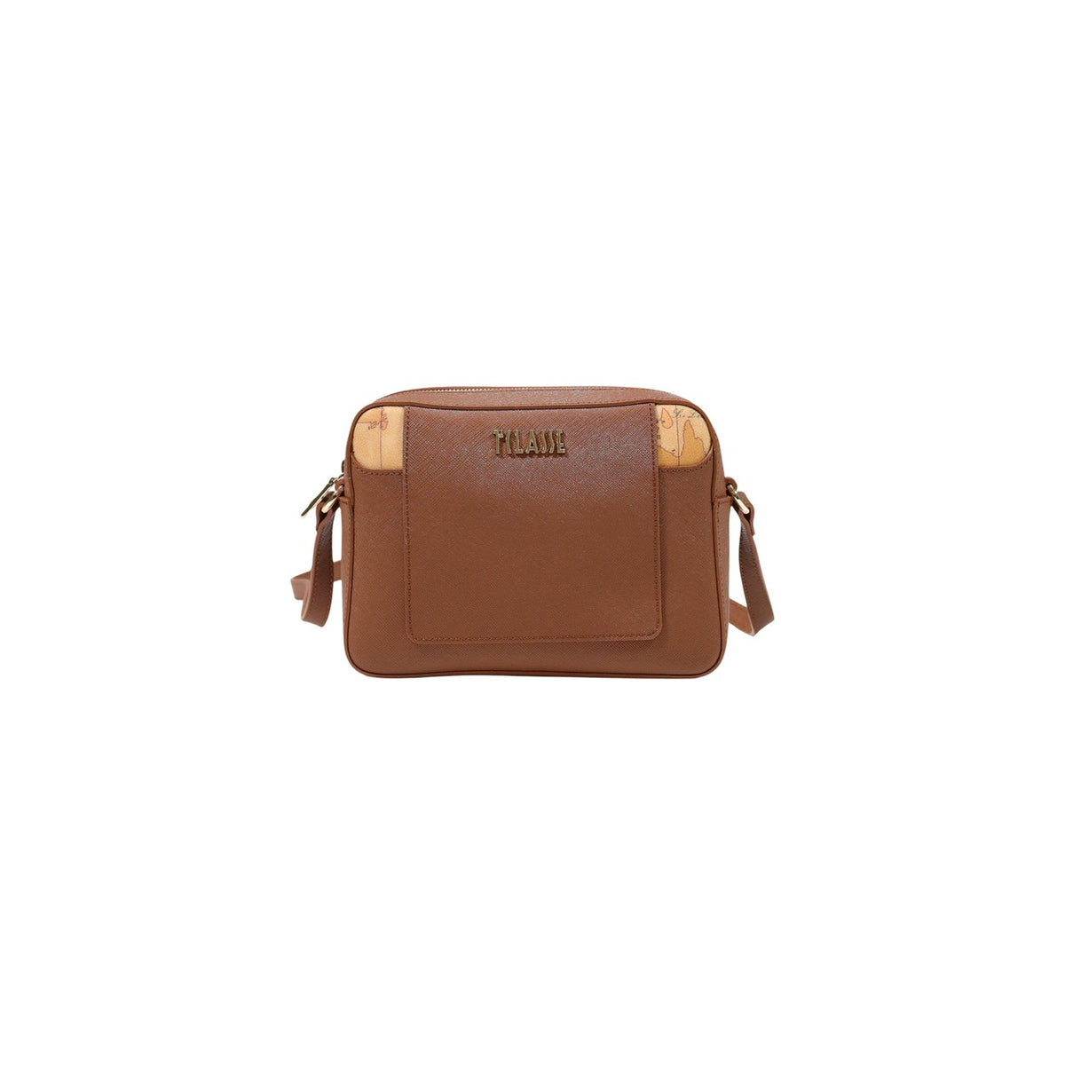 Borsa piccola tracolla donna Alviero Martini Prima Classe L LF78 9407. Pochette a tracolla da donna con dettagli mappa Geo agli angoli, scritta logo dorata e dimensioni 21x16x6 cm. Marrone