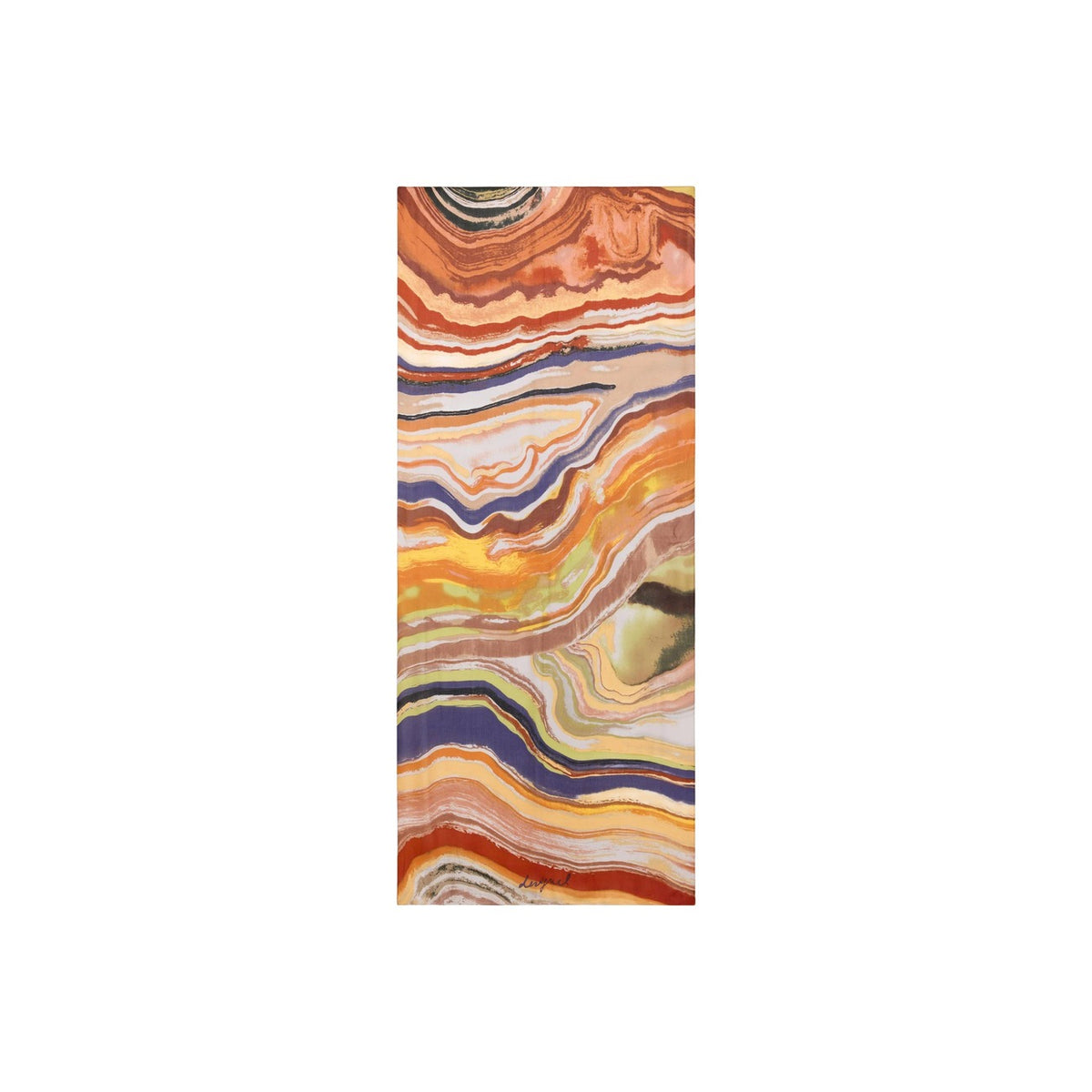 Sciarpa Desigual donna arancione FOU_ORION. Foulard lungo leggero in viscosa morbida con fantasia psichedelica ad onde astratte multicolori, bordi rifiniti, accessorio donna autunno inverno.