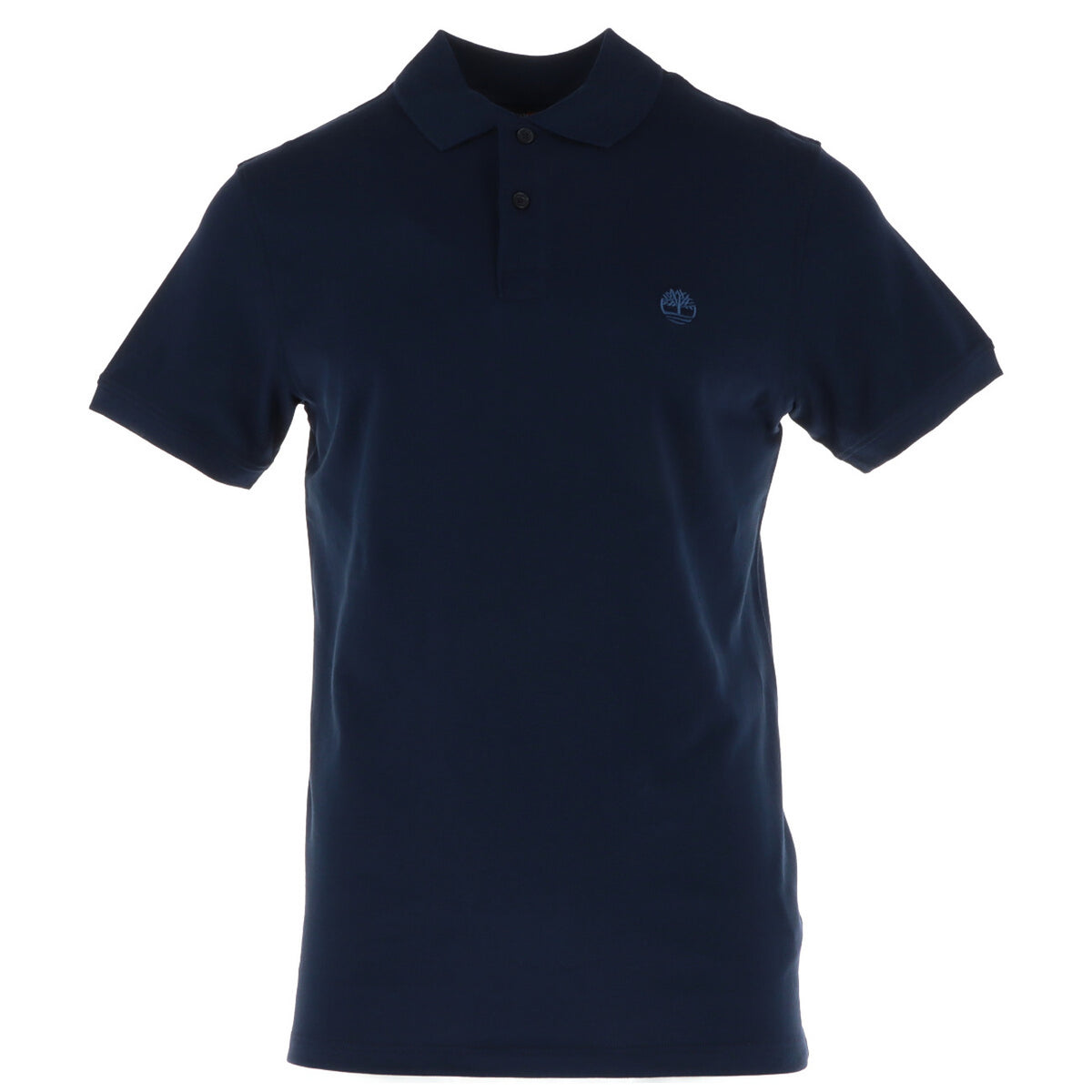 Polo uomo Timberland modello Millers River blu elasticizzata in piqué a maniche corte con colletto classico