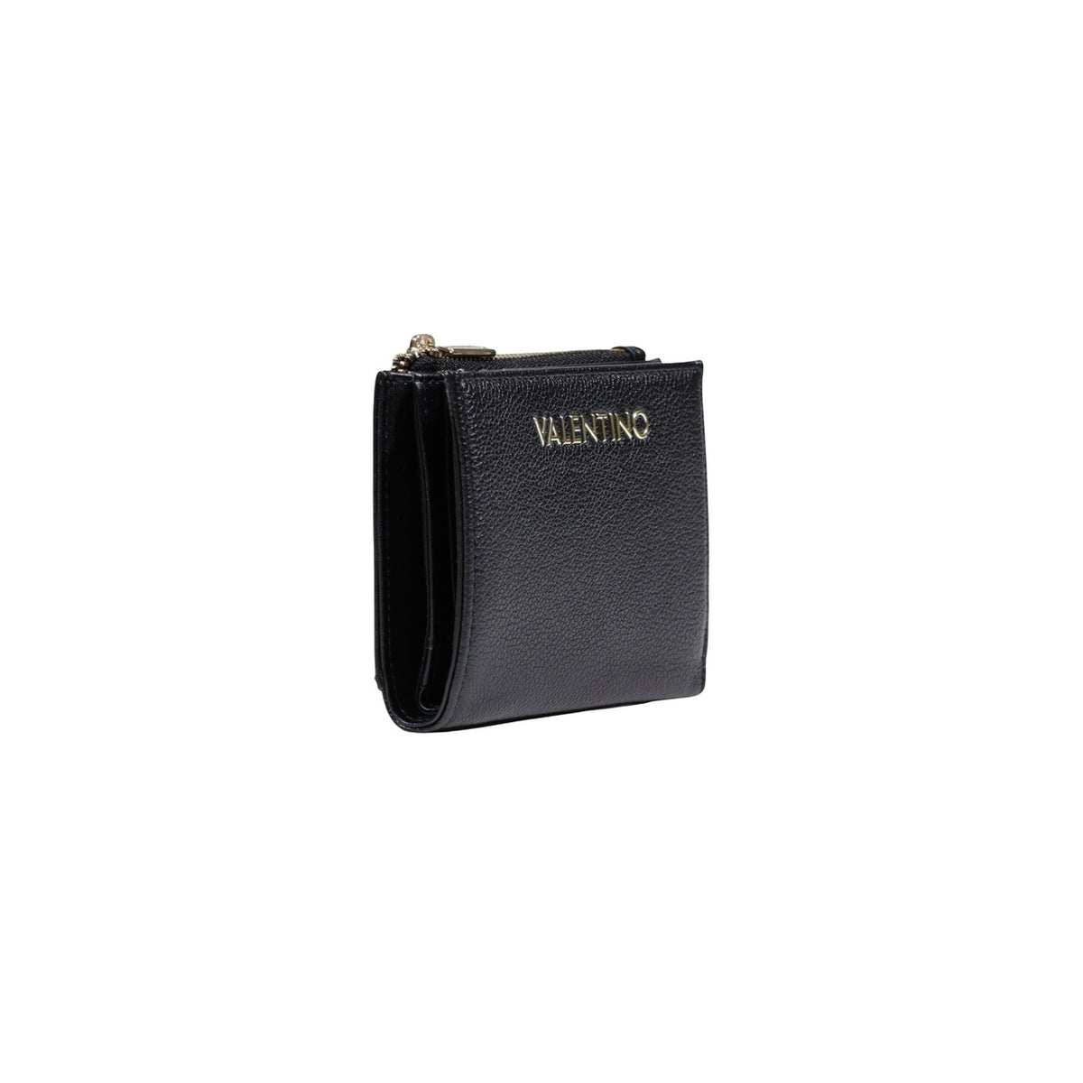 Valentino Bags Portafoglio nero Doris Re; finitura martellata, hardware gold e chiusura sicura, l'accessorio funzionale e di classe per organizzare l'essenziale con eleganza. Vista laterale