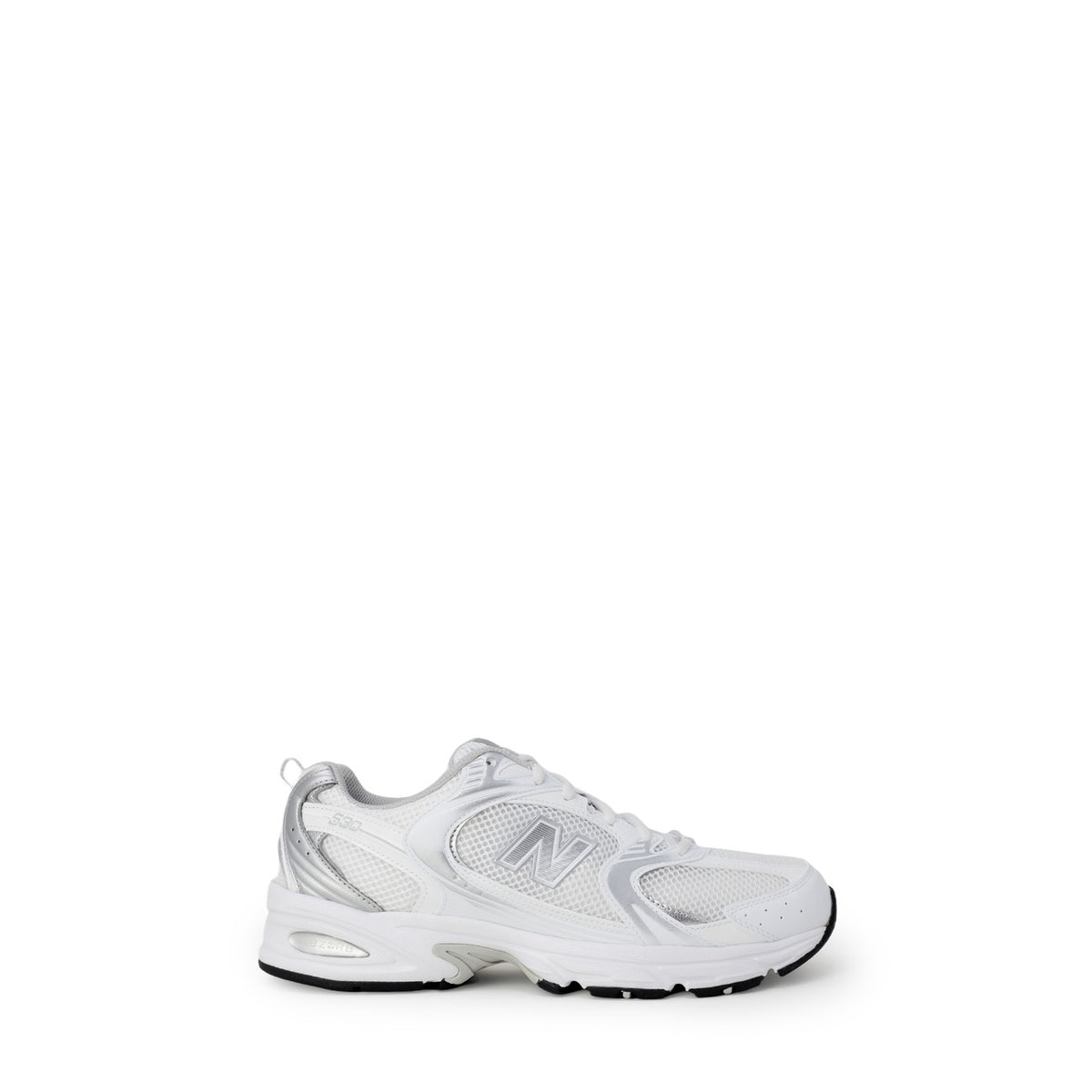 sneaker New Balance 530, disponibile in una colorazione bianca con dettagli argento Vista laterale