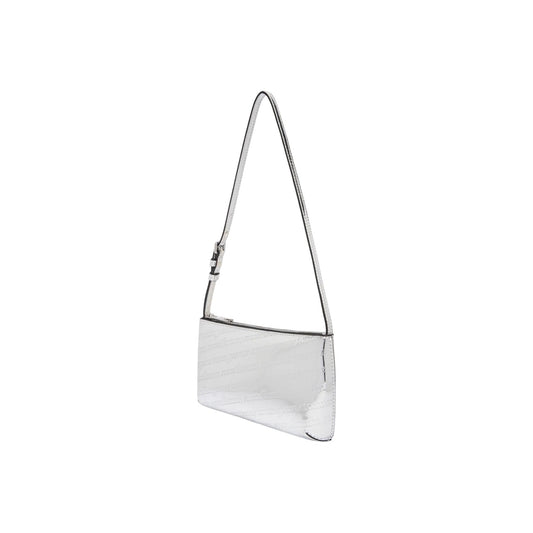 Tommy Hilfiger Jeans Borsa Donna Argento a Mano con Cerniera Tasca Interna - Borsa Poliuretano 22x13x5cm