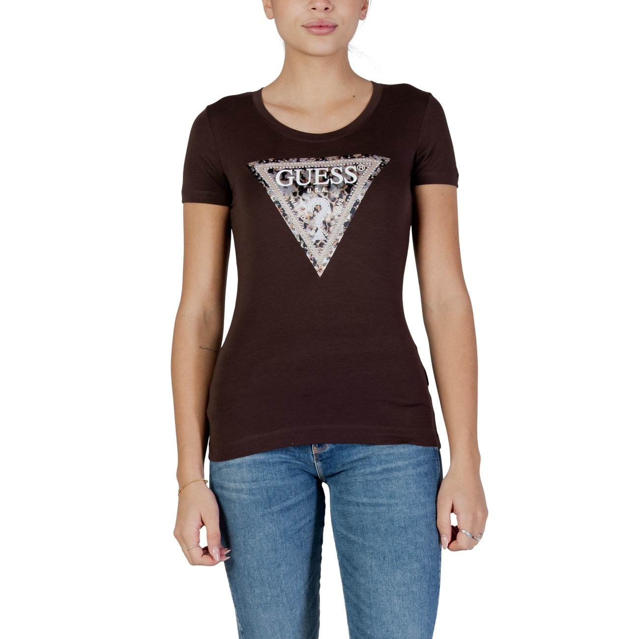 Guess T-Shirt LEO TRIANGLE TEE Donna Manica Corta W6RI32 J1314
