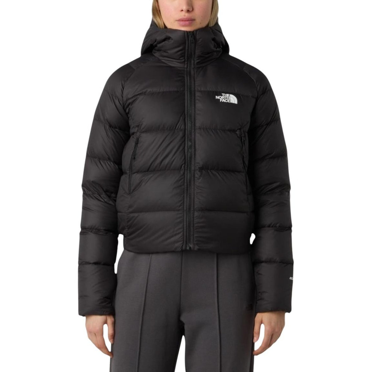 Giubbotto The North Face donna nero con cerniera e cappuccio - vista frontale