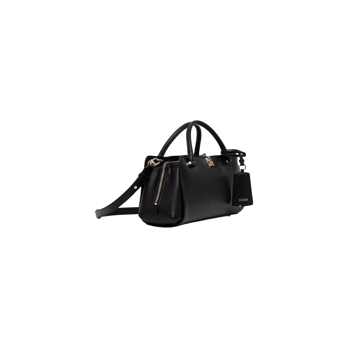 Borsa Guess donna nera grande modello HWVG97 34060. Maxi borsa a mano e a spalla in ecopelle nera con chiusura a incastro dorata, piedini metallici alla base protettivi, scomparti interni ed esterni con cerniera, stile casual ed elegante.