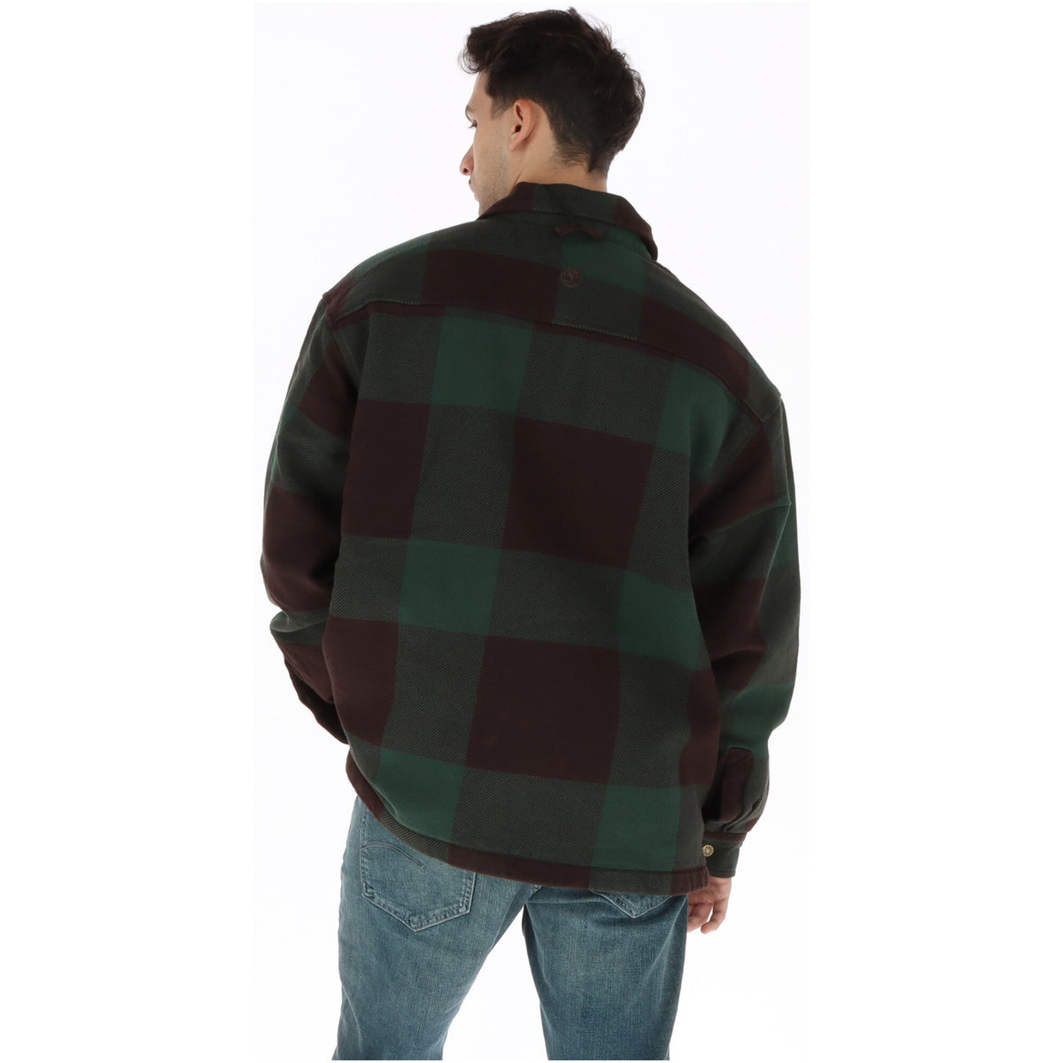 Giacca camicia uomo Timberland – Overshirt a quadri verde con pile interno TBC0YHD3.