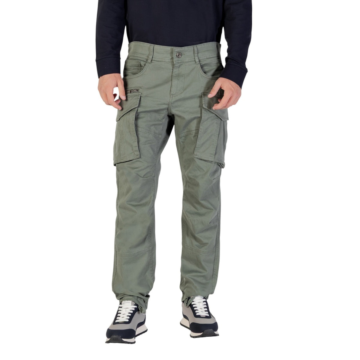 Replay Pantaloni Uomo Verde Zip e Bottone Tasche Anteriori e Posteriori 98% Cotone 2% Elastan M9873A.000.84387