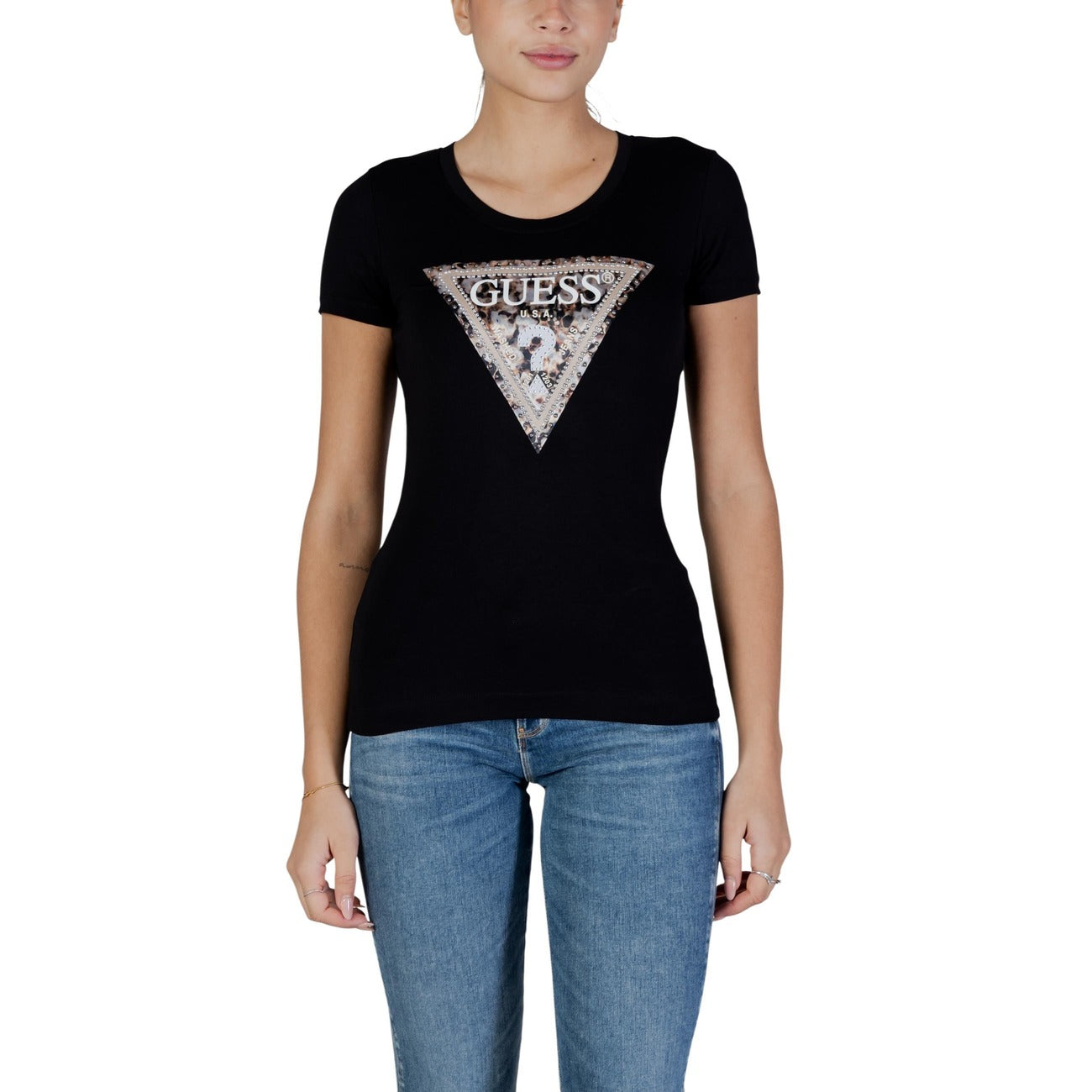 Guess T-Shirt LEO TRIANGLE TEE Donna Manica Corta W6RI32 J1314