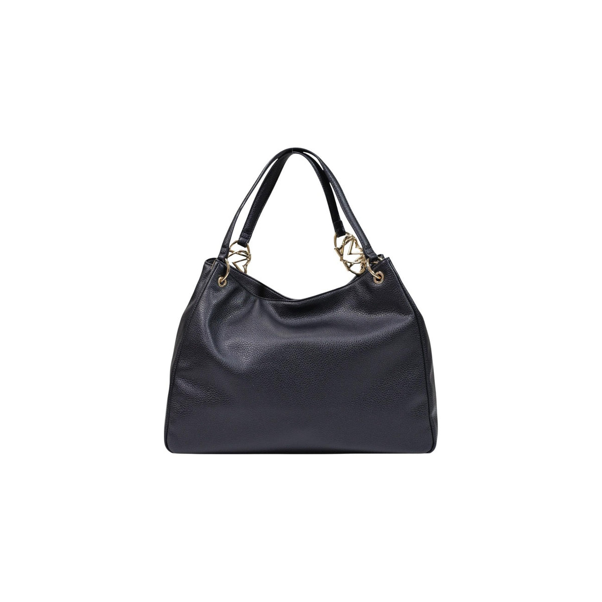 Borsa Love Moschino donna nera grande a spalla modello JC4014PP. Sacca hobo spaziosa effetto pelle nera con finiture oro intrecciate sui manici e zip stile elegante, casual chic e da lavoro.