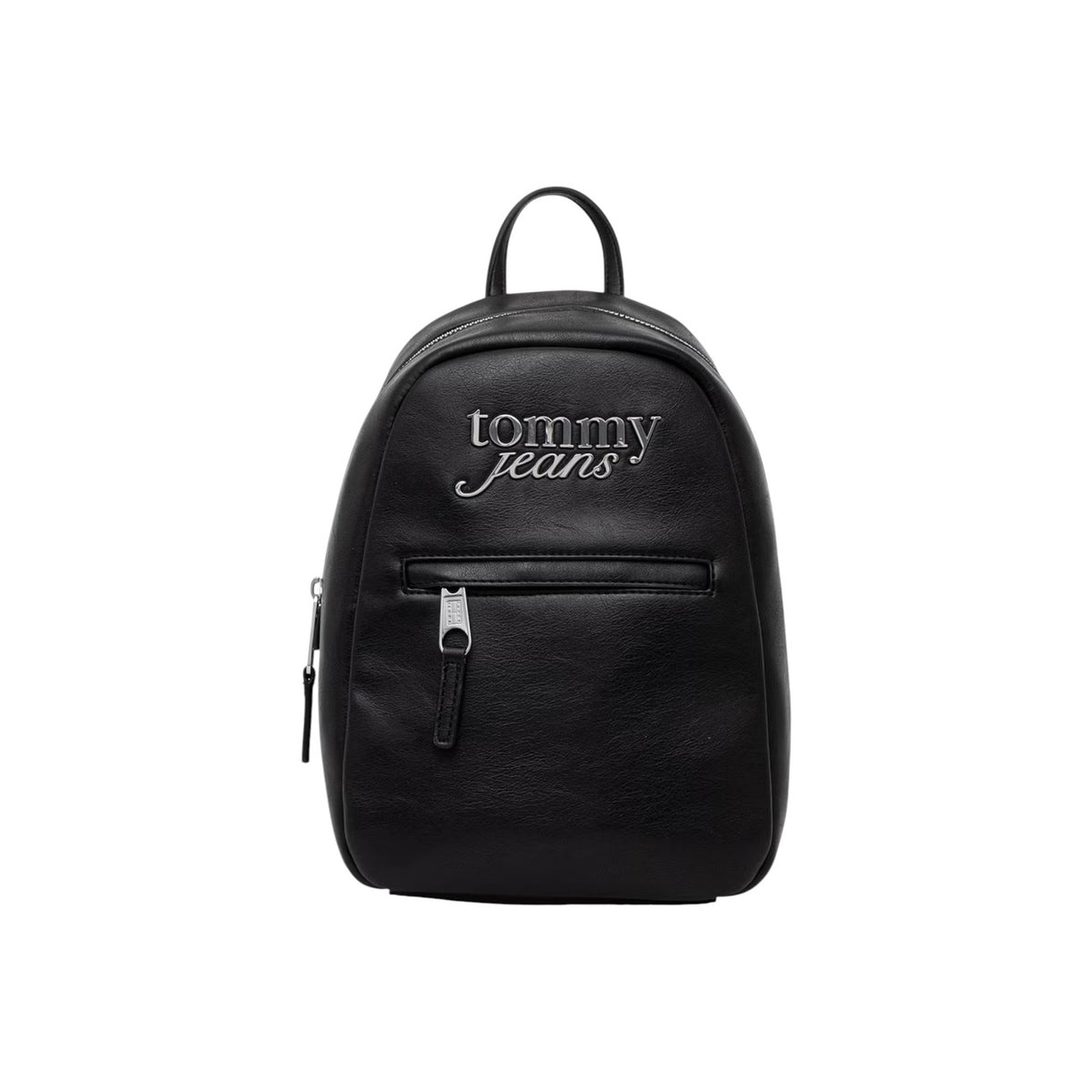 Mini Zaino Donna Tommy Hilfiger; Nero. Struttura in poliuretano, chiusura con zip metalliche, tasca frontale esterna e spallacci regolabili imbottiti. Patch logo Tommy Jeans in rilievo, misure micro e capienti (20x27,5 cm) Vista frontale