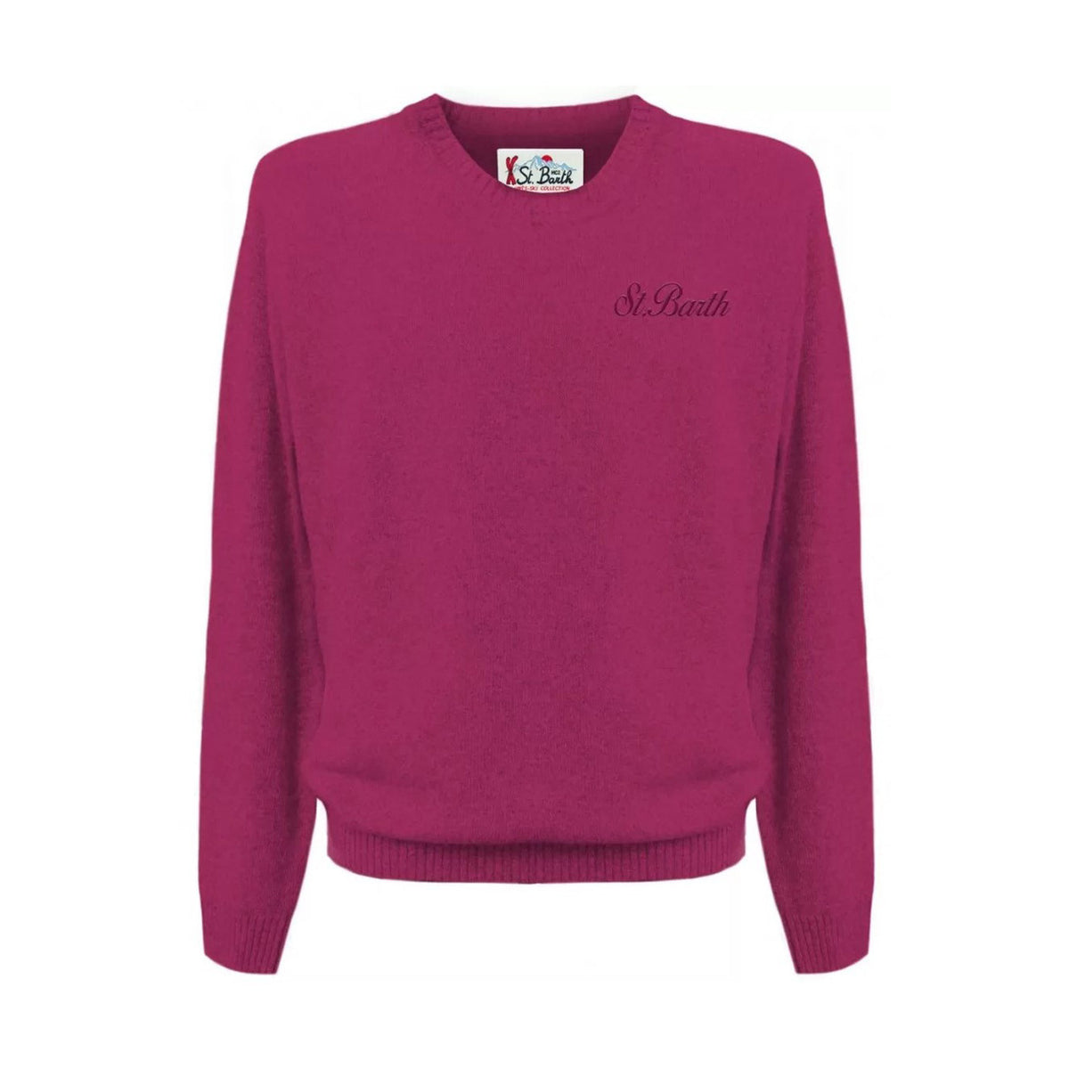 Maglia Mc2 Saint Barth uomo fucsia manica lunga scollo tondo 100% cotone - vista frontale