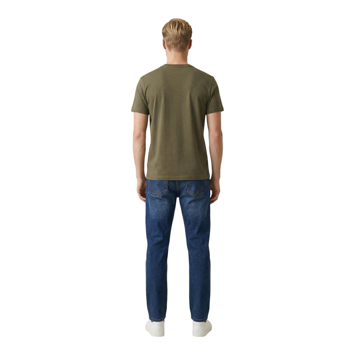 T-shirt U.S. Polo Assn. Mick-Basic; 100% cotone. Girocollo, maniche corte, logo ricamato. Maglia maschile naturale, traspirante e resistente. Colore verde vista posteriore